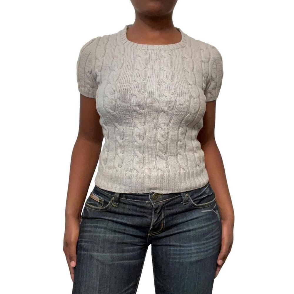 Grey Cable Knit Short Sleeve, Small